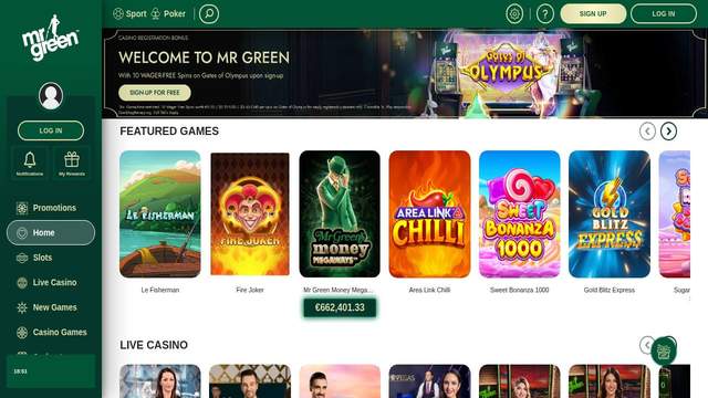 Mr Green - utlandska casino screenshot